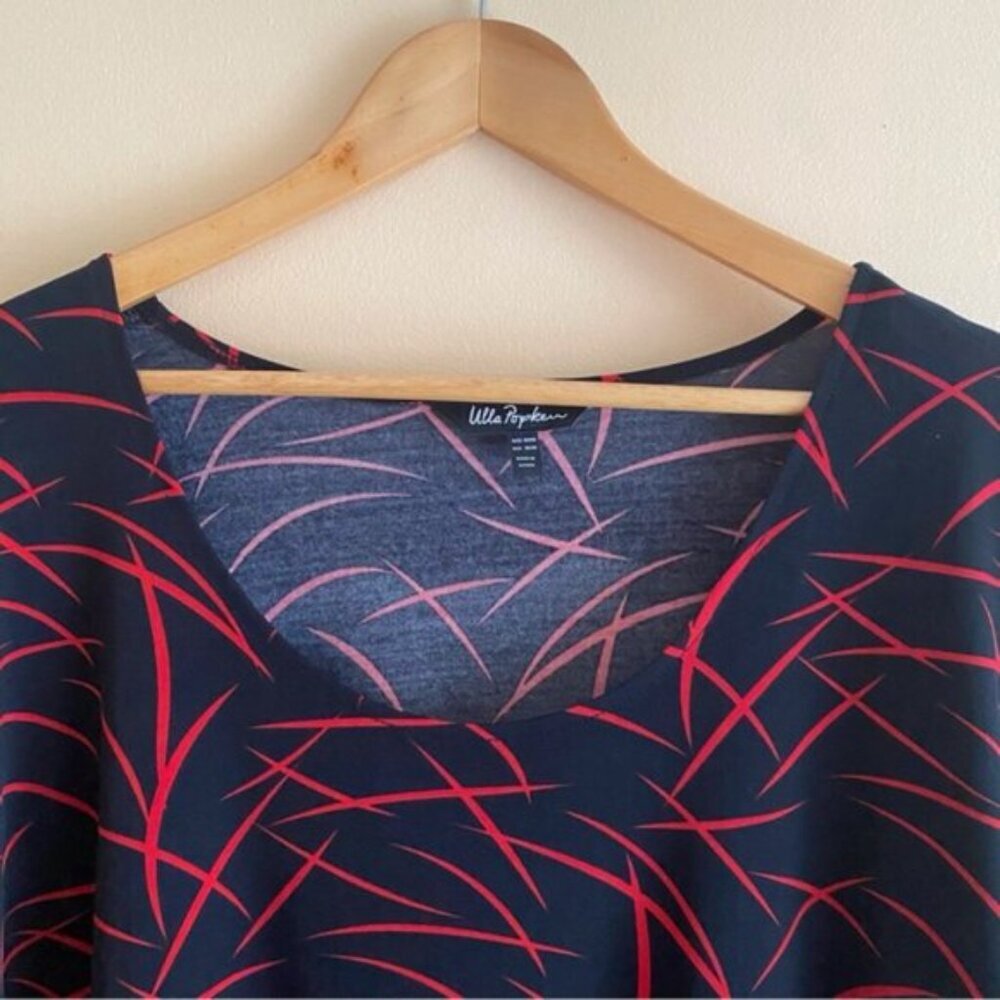 Ulla Popken Black Red Abstract Print Tunic Dress 3/4 Sleeve - Picture 5 of 14